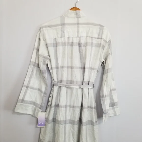 NWT Stars Above Gray Plaid Cozy Flannel Robe Size XS/S - Picture 5 of 10